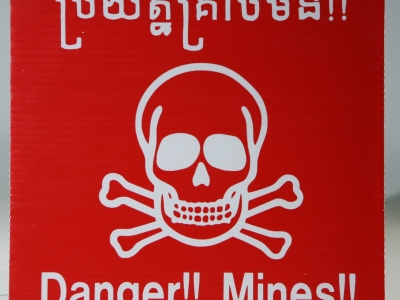 Mine warning sign from Cambodia (AFPM2101)